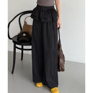 スラックス パンツ ペプラムレイヤードパンツ レディース