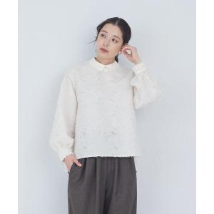 ブラウス シャツ フラワージャカード襟付きブラウス レディース