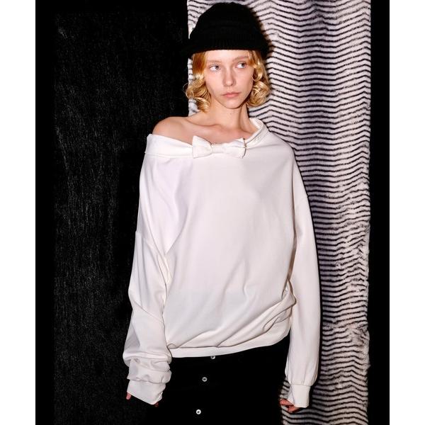 tシャツ 「RC.THREEPAPER」立体リボン 2WAYボートネックトップス レディース