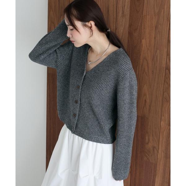 カーディガン スラブニットＶネックカーディガン レディース