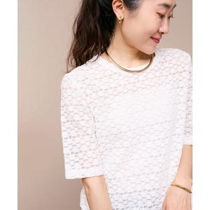 tシャツ 「WEB限定アイテム」ストレッチレースハーフスリーブプルオーバー レディース