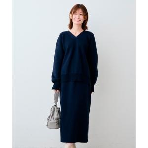 セットアップ ＩＥＤＩＴ　小森美穂子さんコラボ　着るだけできれいが完成　Ｖネックニットセットアップ「ネイビー」 レディース