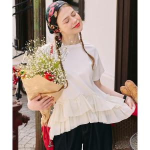 tシャツ 半袖 「接触冷感/UVカット/洗える」裾メニーフリルT レディース
