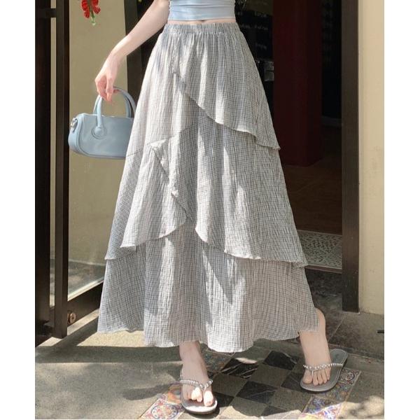 スカート クロスフリルフレアスカート