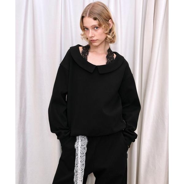 tシャツ 「RC.THREEPAPER」ビッグラウンドカラー レースホルターネック スウェットプルオ...