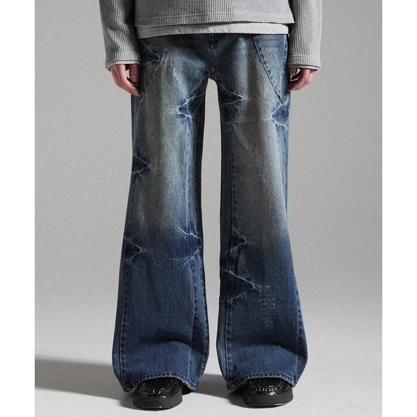 ジーンズ 「GRANCY」Seam Design Wide Straight Denim Pants...