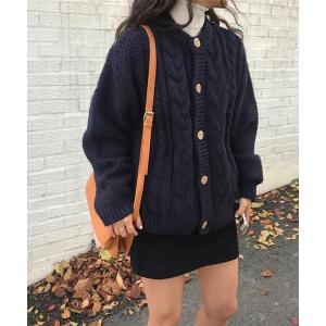 「AMOUR BOX」 ニットカーディガン FREE ネイビー レディース