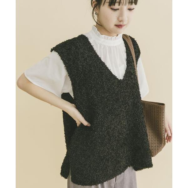 ニット セーター リボンヤーンベスト レディース
