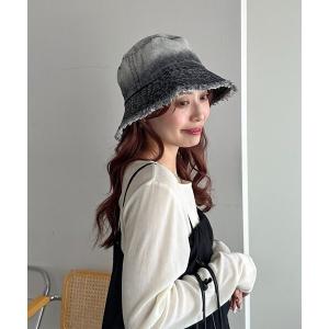 キャップ 帽子 デニムグラデフリンジハット レディース