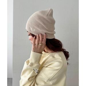 キャップ 帽子 ロゴ刺繍リブビーニー レディース