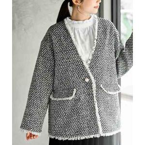 ジャケット ノーカラージャケット ツイードノーカラージャケット レディース