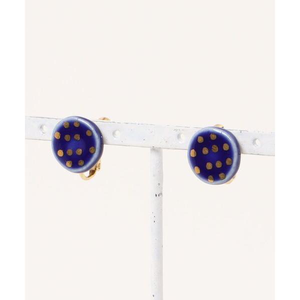 イヤリング irodori/金彩dot earring（round青） レディース