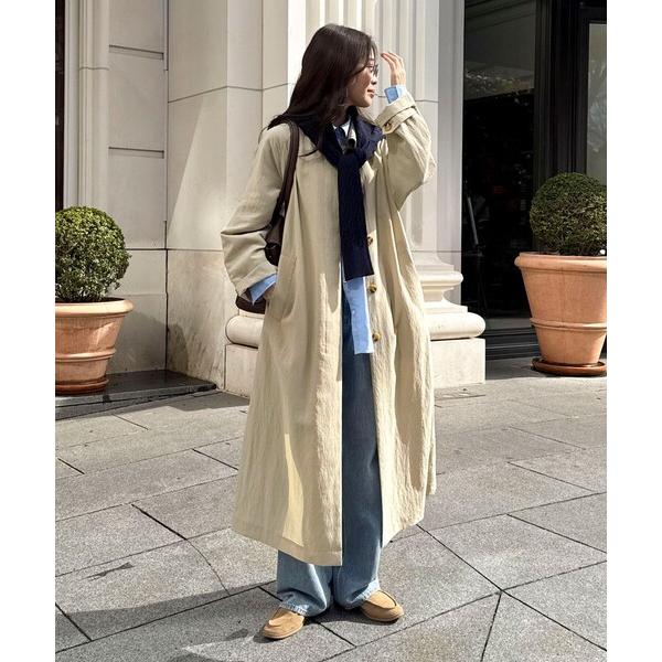 ステンカラーコート コート リネン混タンブラーステンカラーコート レディース