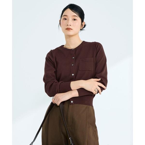 カーディガン FR刺繍コットン混BASICカーディガン レディース