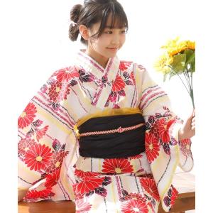 浴衣 浴衣セット　1人で着られる 着付けいらず ジュニアサイズ コットン100％　兵児帯 キッズ 子供