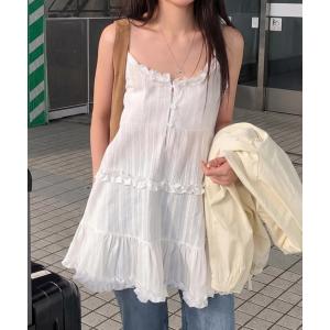キャミソール 2WAYストライプフリルティアード...の商品画像