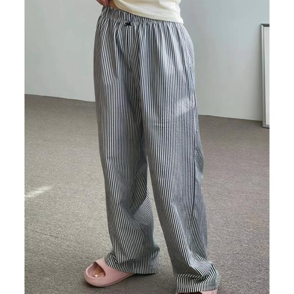 パンツ ストライプ柄イージーワイドパンツ レディース