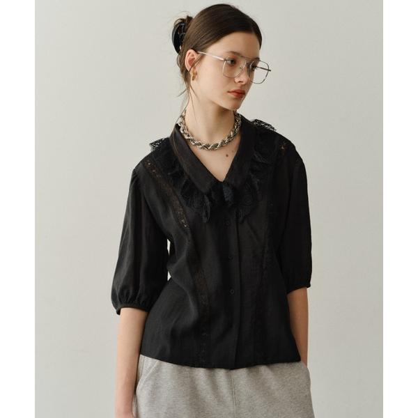 ブラウス シャツ Short sleeve lace blouse / ショートスリーブレースブラウ...