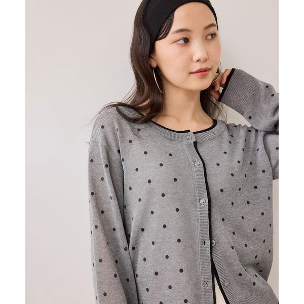 カーディガン 「WEB限定」麻ライクドット配色カーディガン レディース
