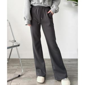 スウェットパンツ ジャージ 裏起毛であったかすっきり見える美脚ボトム♪ スウェットフレアパンツ レディース