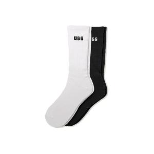 靴下 アグ「UGG」- 2足セット ソックス「MLEANDERLOGOCREW 2PACK 1172201-WBLC」 メンズ