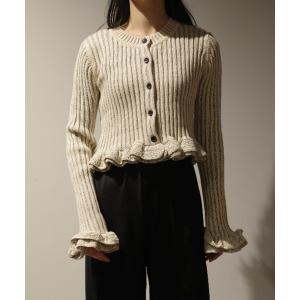 ニット セーター CLANE W FACE SHORT FRILLED KNIT TOPS レディース