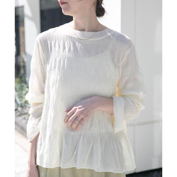 ニット セーター シャーリングフレアスリーブニット レディース