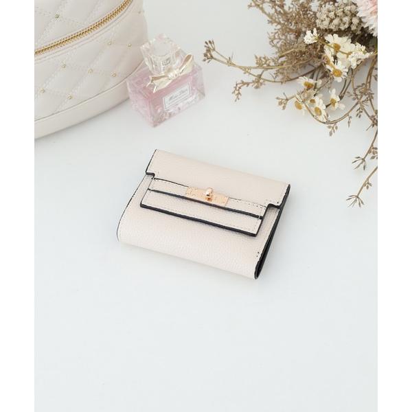 財布 ゴールドバックルデザイン 三つ折り スリムウォレット レディース