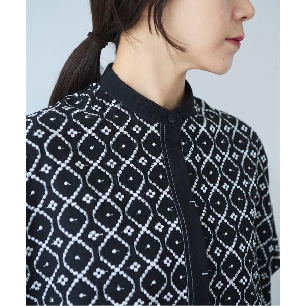 ブラウス シャツ 単色刺繍squareブラウス レディース