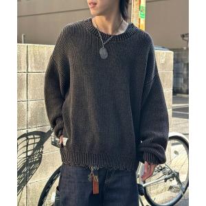 ニット セーター パウダー加工ダメージニットプルオーバー レディース メンズ