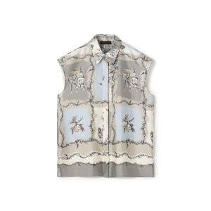 ブラウス シャツ ローマプリント フレンチスリーブブラウス レディース
