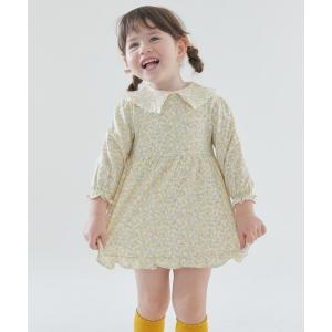 ワンピース イエローフラワー総柄ワンピース キッズ 子供服 女の子