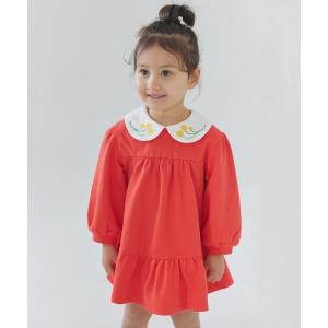 ワンピース チューリップ刺繍カラー長袖ワンピース キッズ 子供服 女の子