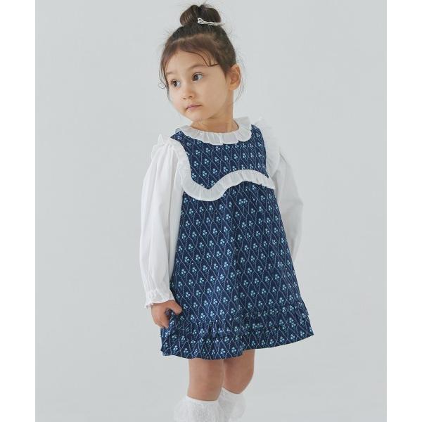 ワンピース フラワーフリル長袖ワンピース キッズ 子供服 女の子