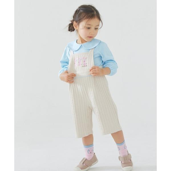 セットアップ 「セットアップ」カラー長袖Tシャツ＆ラビット刺繍オーバーオール キッズ 子供服 男の子...