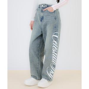 パンツ サイドプリントバレルデニムパンツ キッズ 子供服 女の子