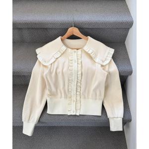 カーディガン 入学式 sailor color frill rib cardigan / セーラーカラーカーディガン レディース