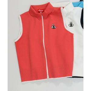 ベスト ジレ 「LADIES」襟付きニットジップベスト レディース