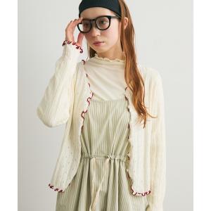 カーディガン バイカラーメロウVネックカーディガン レディース