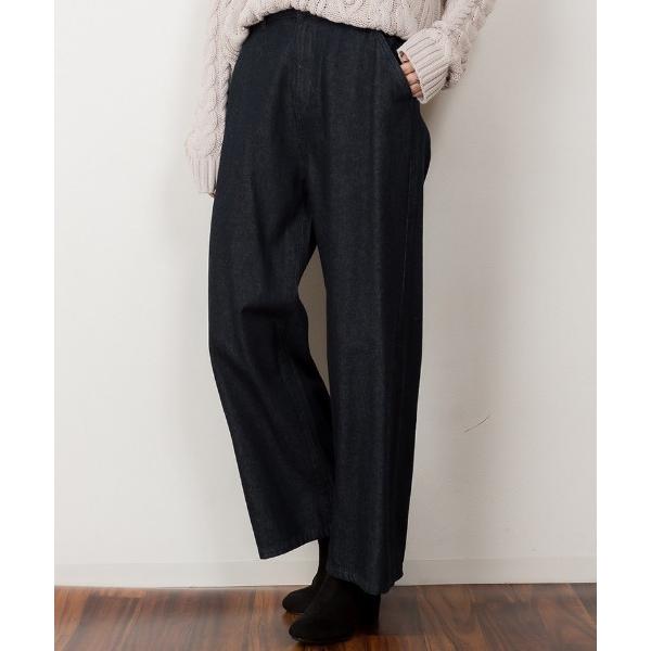 ワイドパンツ ジーンズ デニム デニムパンツ M-4L デニムストレートワイドパンツ レディース
