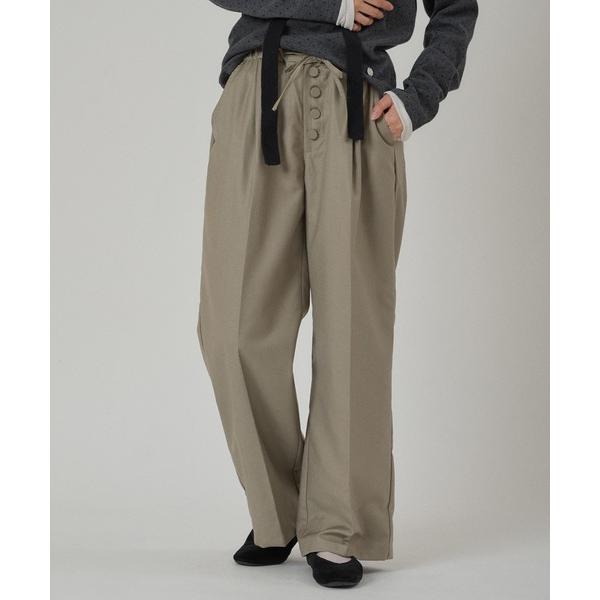 スラックス パンツ covered-button easy slacks pants / クルミボタ...