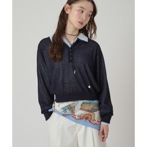 ポロシャツ ポロ 「set item」sheer layered knit polo shirt / シアーレイヤードポロニットセット レディース