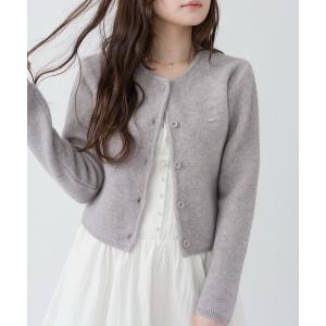 カーディガン ロゴプレートニットカーディガン レディース