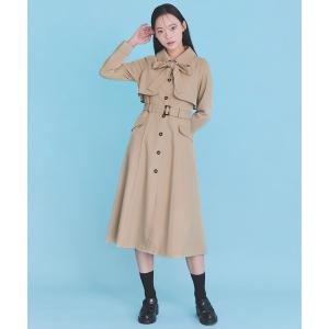トレンチコート コート 2WAYレイヤードライクリボントレンチコート レディース