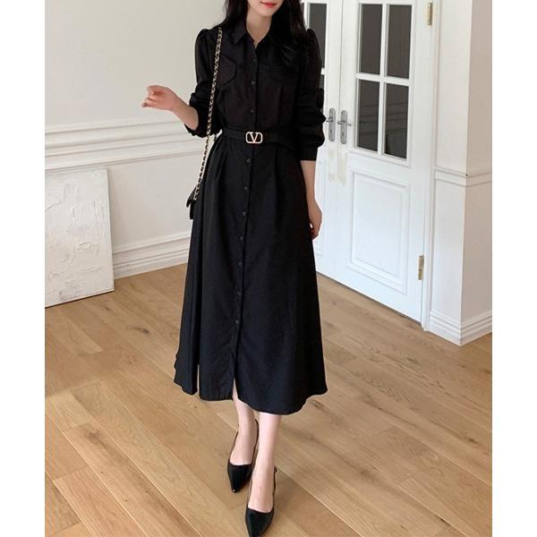 シャツワンピース ベルト付きシャツワンピース