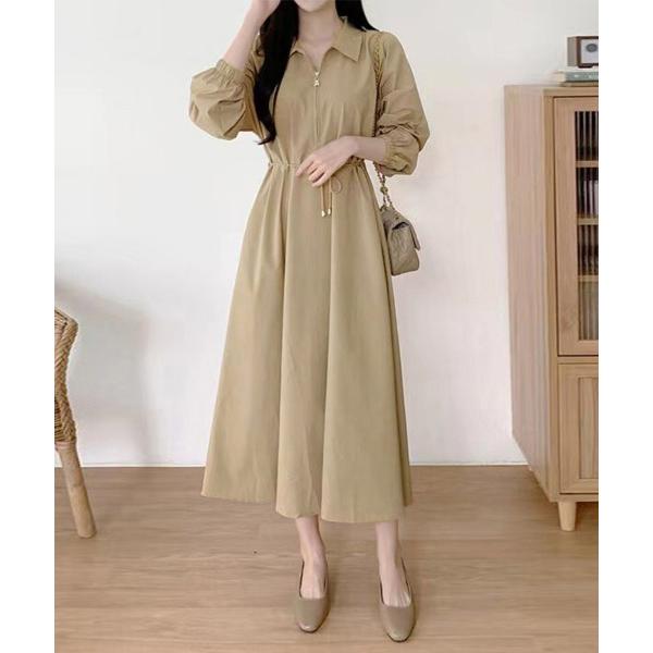 ワンピース ジップアップ×ドローストリング付きワンピース