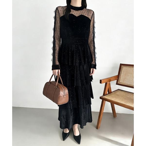 ワンピース ティアードシアーワンピース