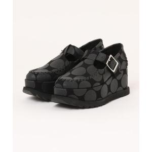 シューズ 厚底ストラップドットサンダル レディース