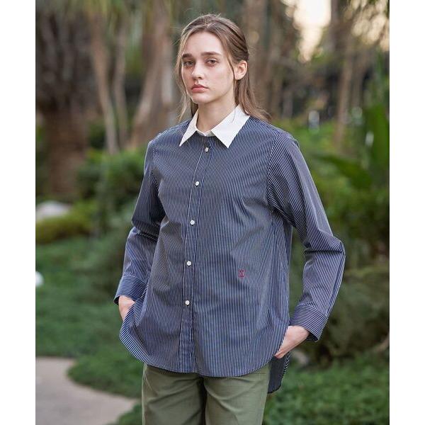 ブラウス シャツ 「通勤/着映え/ウォッシャブル」オーバーシルエット クレリックシャツ レディース