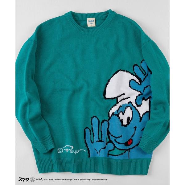 「make a ray!」 「SMURF」長袖ニット M ブルーグリーン レディース